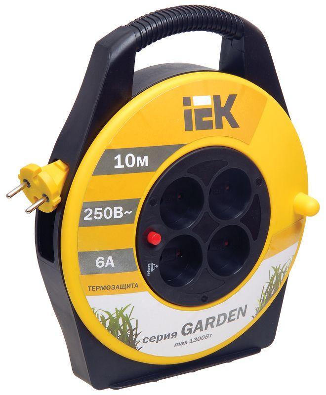 Удлинитель на катушке 4х10м без заземл. 6А IP20 УК10 ;Garden; с термозащ. 2х0.75 IEK WKP23-06-04-10