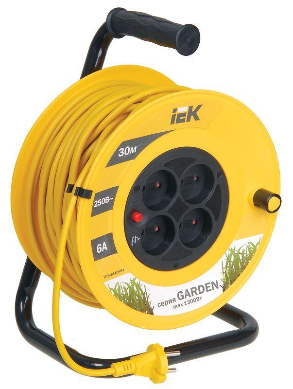 Удлинитель на катушке 4х30м без заземл. 6А IP20 УК30 ;Garden; с термозащ. 2х0.75 IEK WKP23-06-04-30