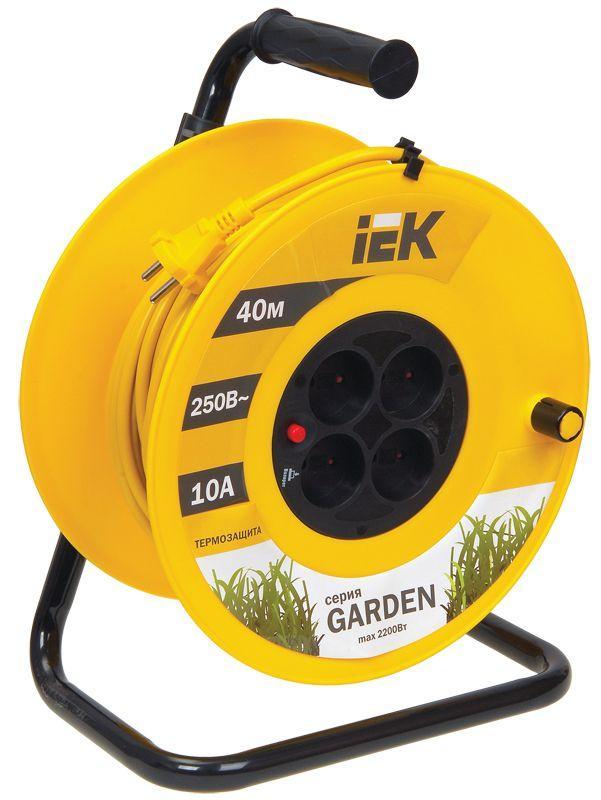 Удлинитель на катушке 4х40м без заземл. 10А IP20 УК40 ;Garden; с термозащ. 2х1 IEK WKP23-10-04-40