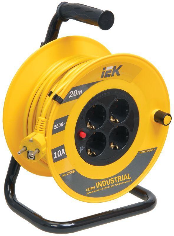 Удлинитель на катушке 4х20м с заземл. 10А IP20 УК20 ;Industrial; с термозащ. 3х1 IEK WKP14-10-04-20