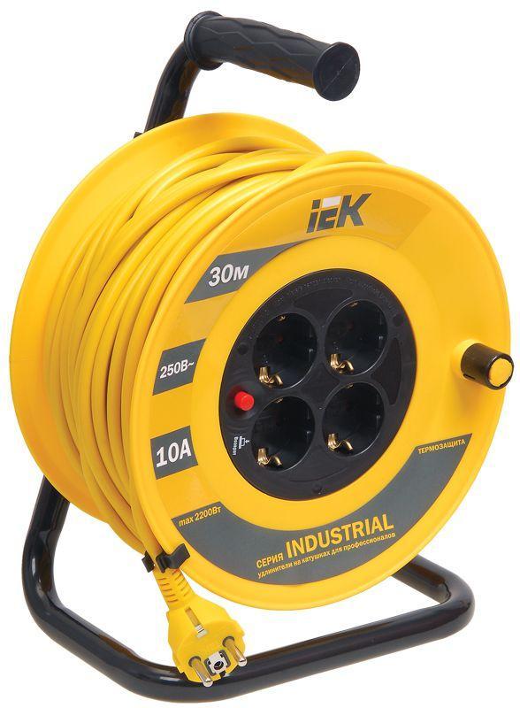 Удлинитель на катушке 4х30м с заземл. 10А IP20 УК30 Industrial с термозащ. 3х1 IEK WKP14-10-04-30