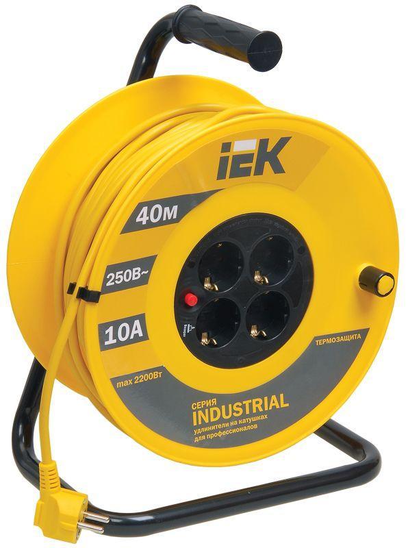 Удлинитель на катушке 4х40м с заземл. 10А IP20 УК40 ;Industrial; с термозащ. 3х1 IEK WKP14-10-04-40