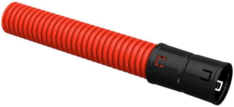 Труба гофрированная двустенная ПНД d50мм с муфтой красн. (уп.50м) IEK CTG12-050-K04-050-R