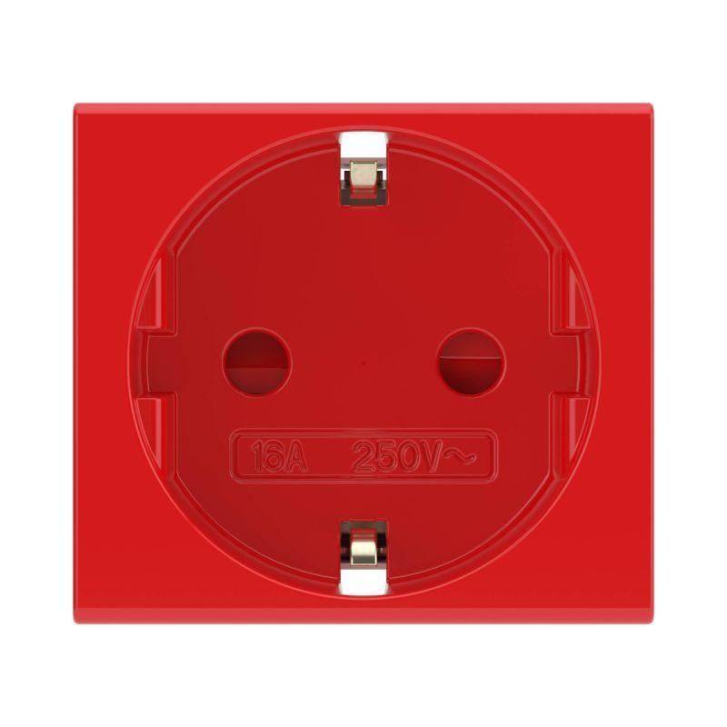 Розетка 1-м СП 2мод. Viva 16А IP20 2Р+Е с заземл. защ. шторки красн. DKC 45015