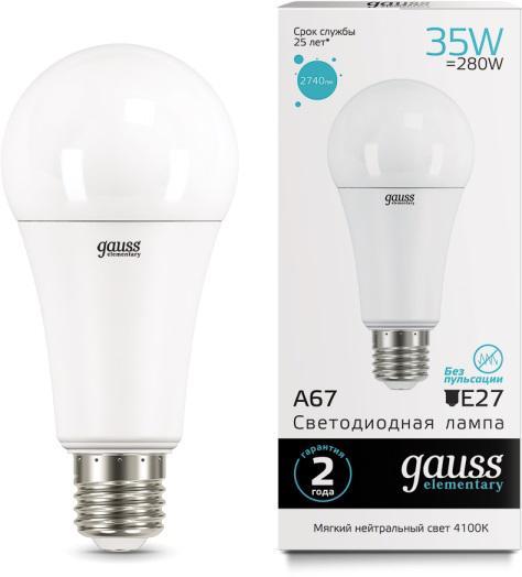 Лампа светодиодная Elementary A67 35Вт E27 4100К Gauss 70225