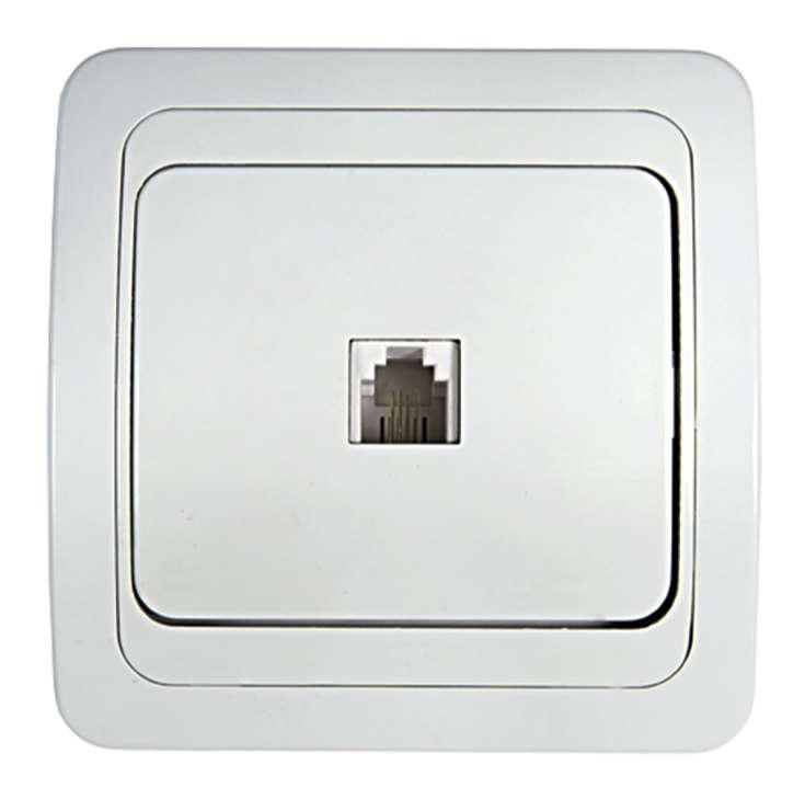 Розетка телефонная 1-м СП Classico 2034 16А IP20 бел. ASD / IN HOME 4690612000404