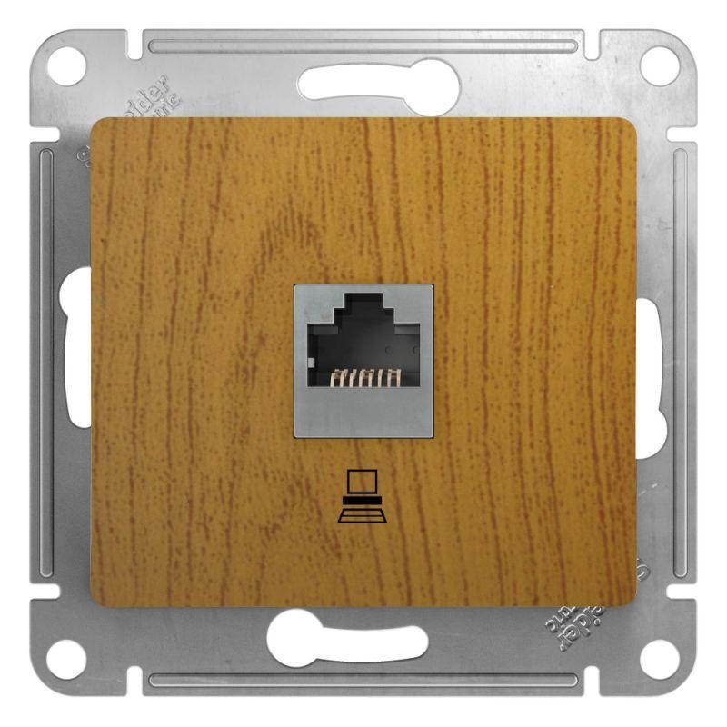 Механизм розетки комп. 1-м СП Glossa RJ45 дер. дуб SchE GSL000581K