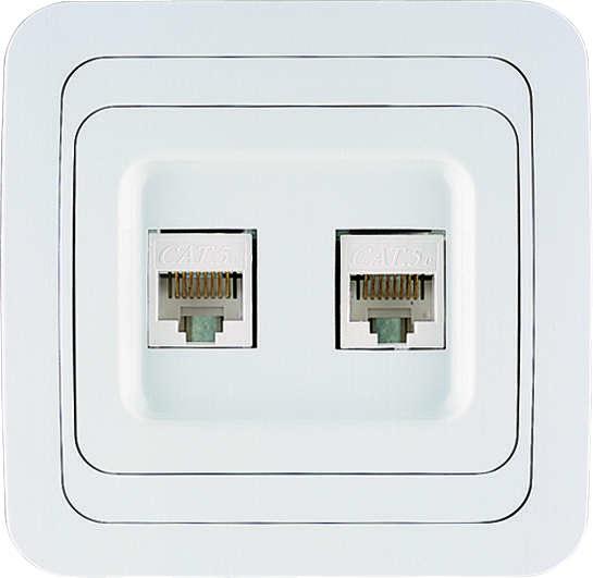Розетка компьютерная 2-м СП Mimoza 16А IP20 CAT.5 бел. Makel 12036