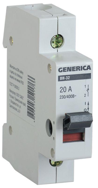 Выключатель нагрузки (мини-рубильник) 1п ВН-32 20А GENERICA IEK MNV15-1-020