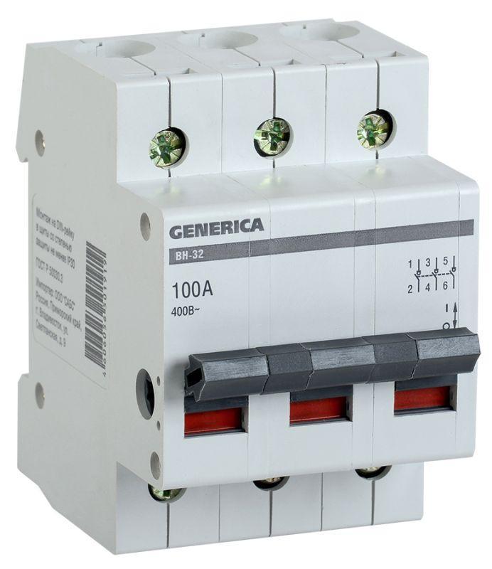 Выключатель нагрузки (мини-рубильник) 3п ВН-32 100А GENERICA IEK MNV15-3-100