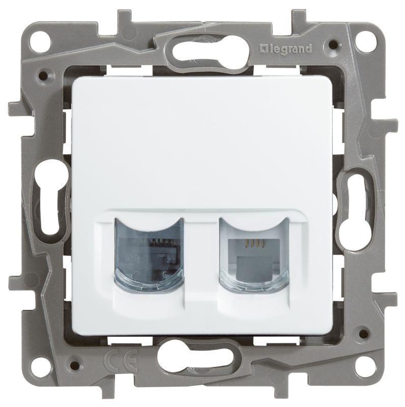 Механизм розетки комп. + телеф. 1-м СП Etika RJ11 + RJ45 CAT.5E UTP бел. Leg 672252