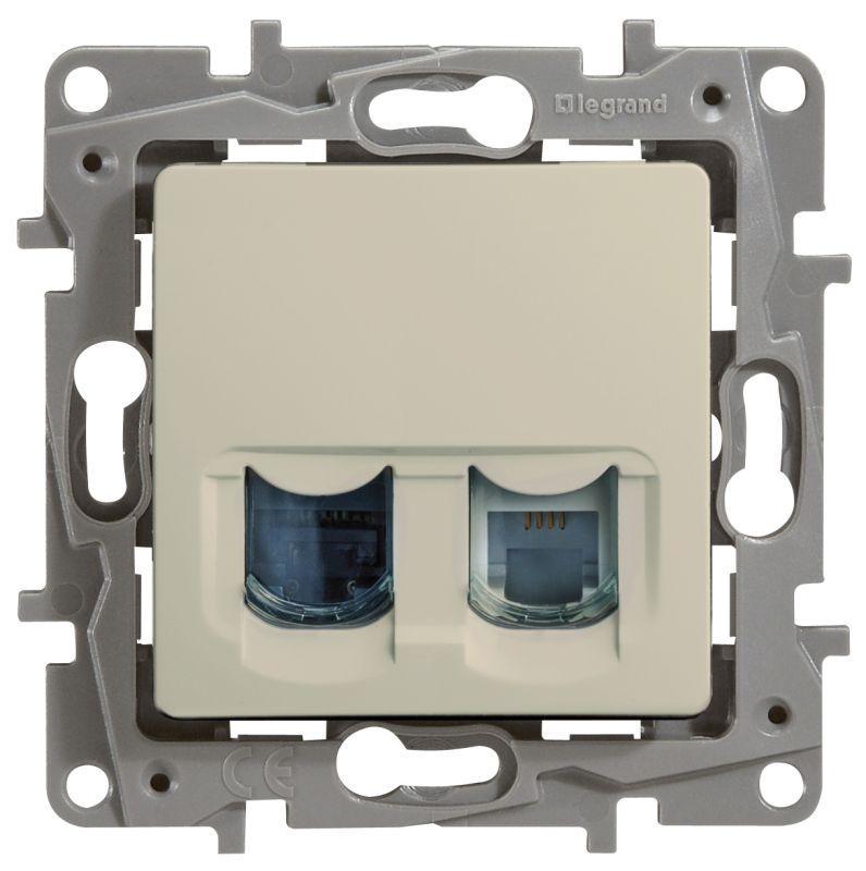 Механизм розетки комп. + телеф. 1-м СП Etika RJ11 + RJ45 CAT.5E UTP сл. кость Leg 672352