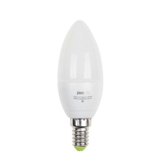 Лампа светодиодная PLED-ECO-C37 5Вт свеча 3000К тепл. бел. E27 400лм 230В JazzWay 2855312A