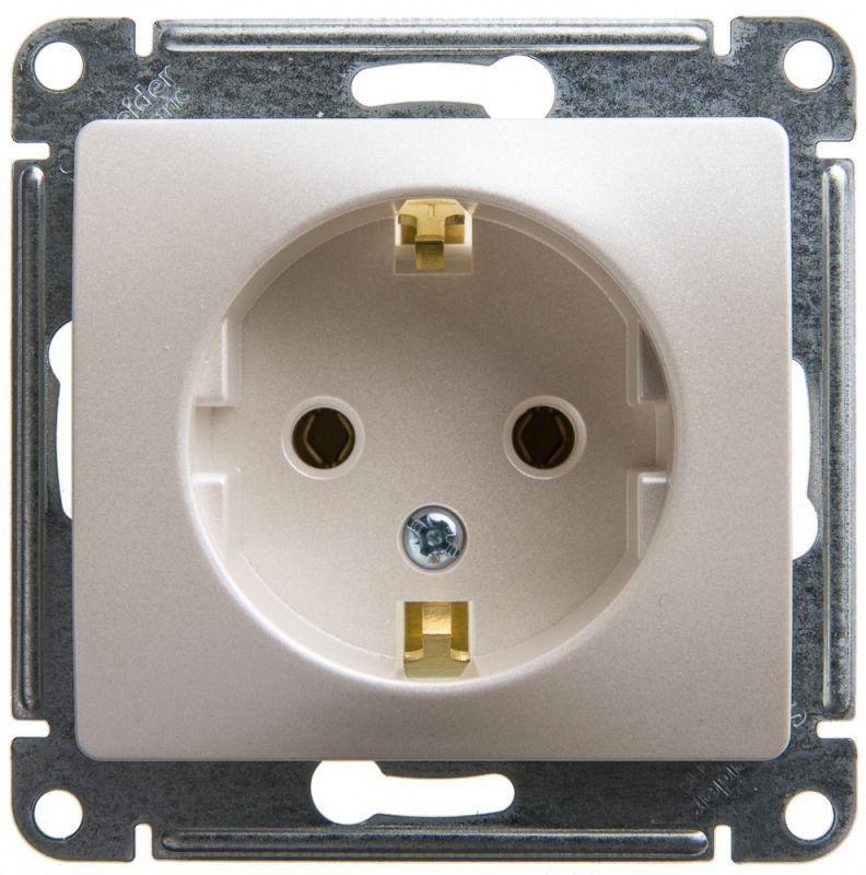 Механизм розетки 1-м СП Glossa 16А IP20 с заземл. перламутр. SchE GSL000643
