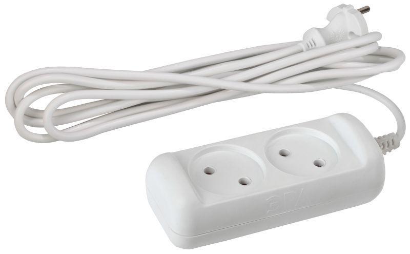 Удлинитель 2х5м без зазeмл. 6А IP20 UX(6)-2-5m ПВС 2х0.75 ЭРА Б0028348