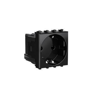 Розетка 1-м 2мод. Avanti Черный квадрат; 16А IP20 2P+E защ. шторки черн. DKC 4402002