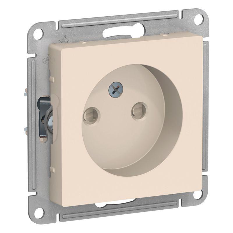 Механизм розетки 1-м СП AtlasDesign 16А IP20 без заземл. защ. шторки беж. SchE ATN000249