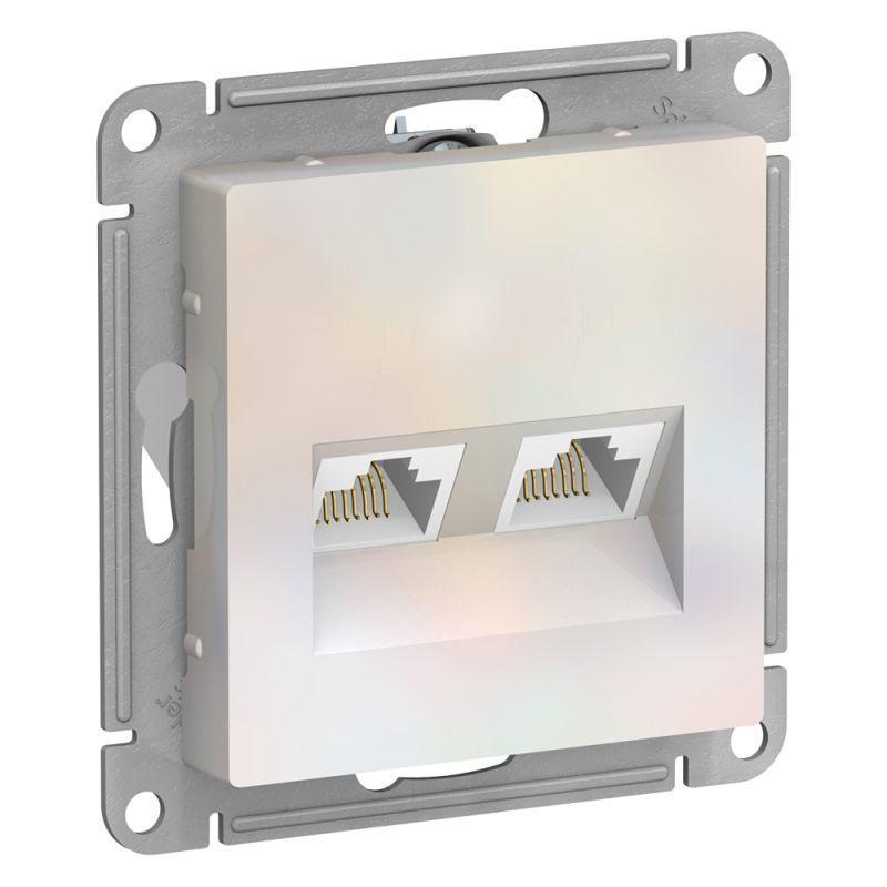 Механизм розетки компьютерной RJ45 2-м AtlasDesign CAT.5e жемчуж. SchE ATN000485