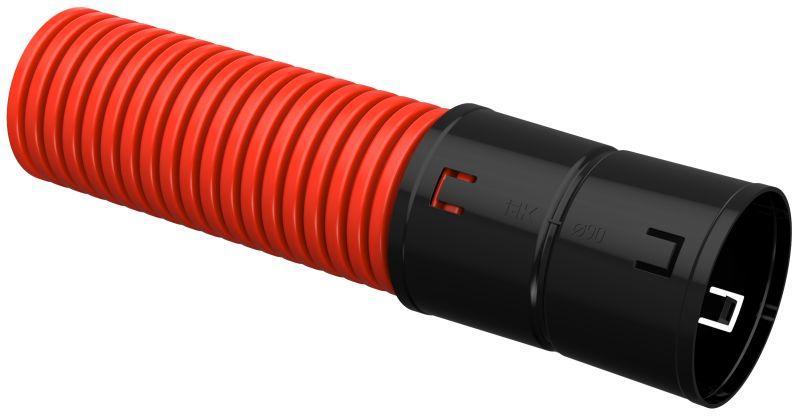 Труба гофрированная двустенная ПНД d90мм с муфтой красн. (уп.50м) IEK CTG12-090-K04-050-R