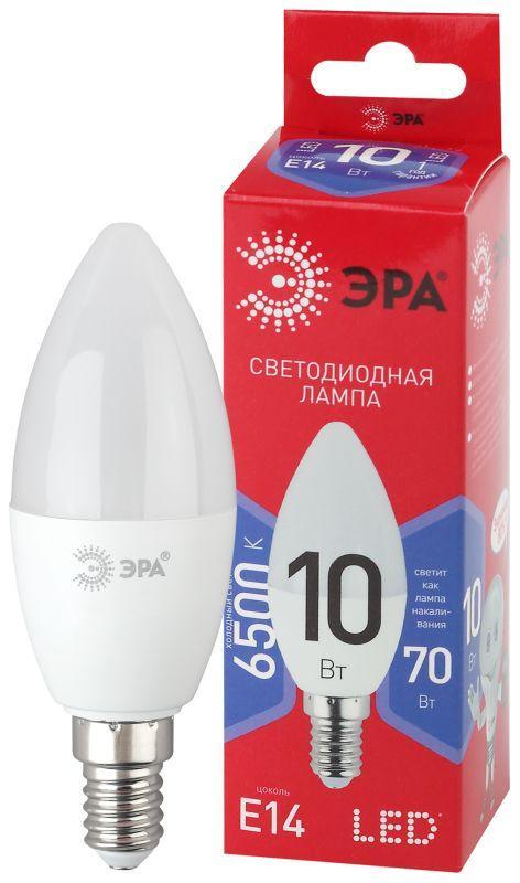 Лампа светодиодная ECO LED B35-10W-865-E14 R (диод свеча 10Вт холодн. E14) (10/100/3500) ЭРА Б0045337