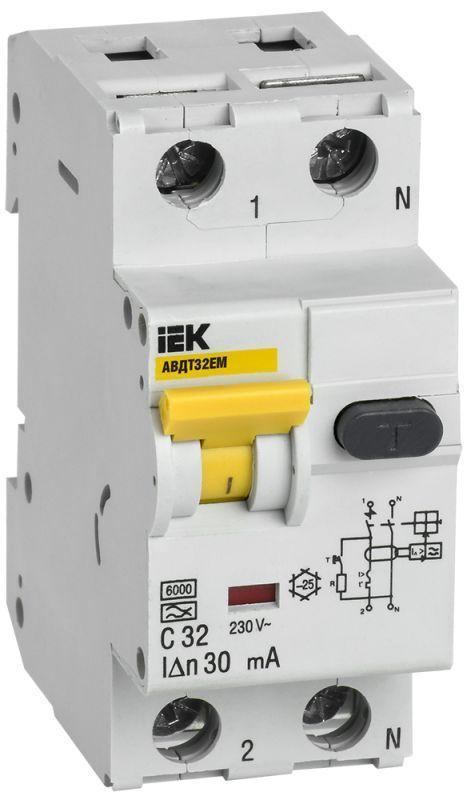 Выключатель автоматический дифференциального тока C 32А 30мА АВДТ32EM IEK MVD14-1-032-C-030