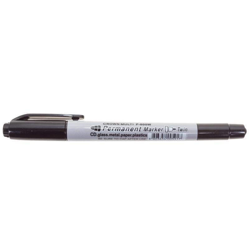 Маркер перманентный двухсторонний Multi Marker Twin; 2мм/1мм пулевидный черн. Crown 08-8401