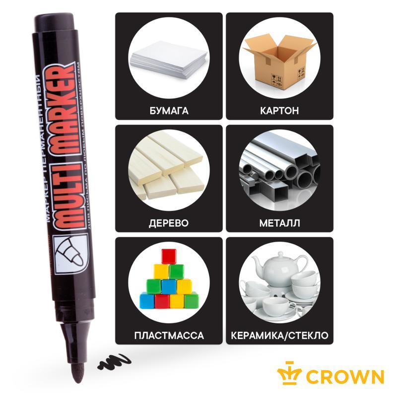 Маркер перманентный Multi Marker пулевидный 3мм черн. Crown Б0048239