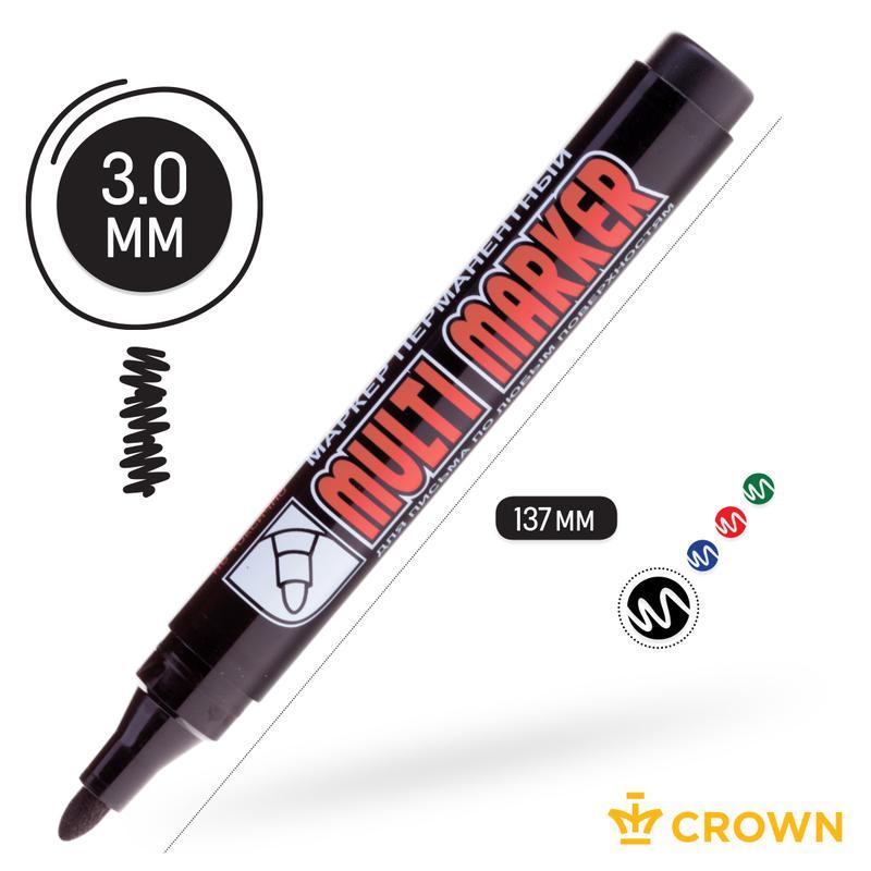 Маркер перманентный Multi Marker пулевидный 3мм черн. Crown Б0048239