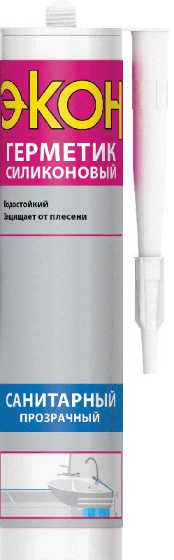 Герметик ЭКОН; силиконовый санитарный 280мл прозр. Момент Б0031015