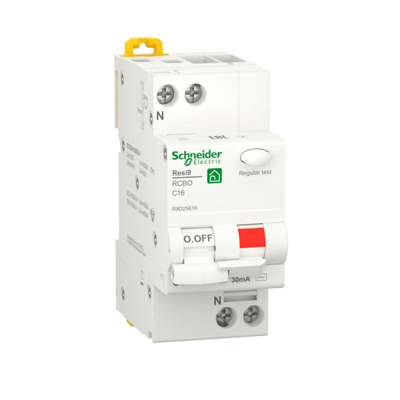 Выключатель автоматический дифференциального тока (ДИФ) RESI9 1P+N С 16А 6000А 30мА тип AC SchE R9D25616