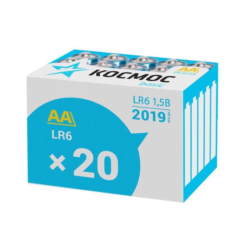 Элемент питания алкалиновый LR LR6 (уп.20шт) Космос KOCLR620BOX